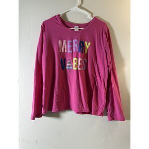 Merry Vibes long sleeve sleep shirt Woman's XL